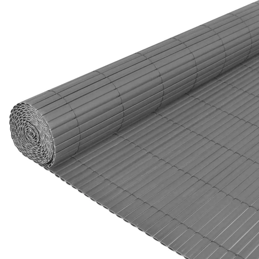 Garden Fence Panel Grey 90x500cm Double-Sided PVC Outdoor Screening Barrier