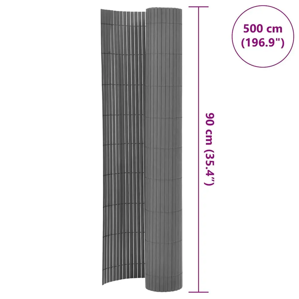 Garden Fence Panel Grey 90x500cm Double-Sided PVC Outdoor Screening Barrier