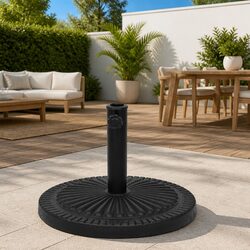 Parasol Base Resin Round Black Outdoor Umbrella Stand Locking Bolt Adapters