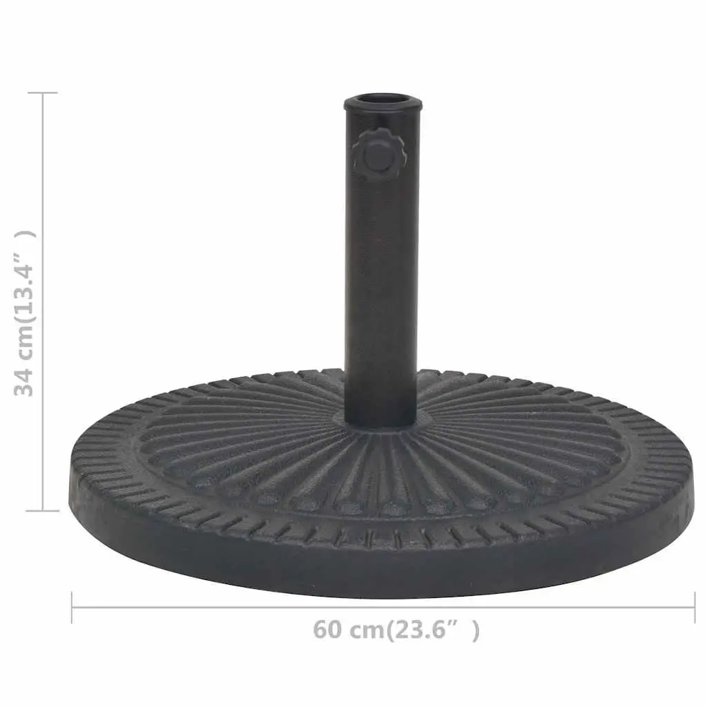 Parasol Base Black 57mm Weather-resistant Resin Outdoor Umbrella Stand with Locking Bolt Adapters