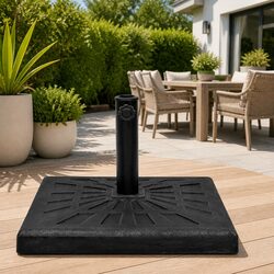 Parasol Base Square Resin Outdoor Umbrella Stand Locking Bolt Weather Resistant