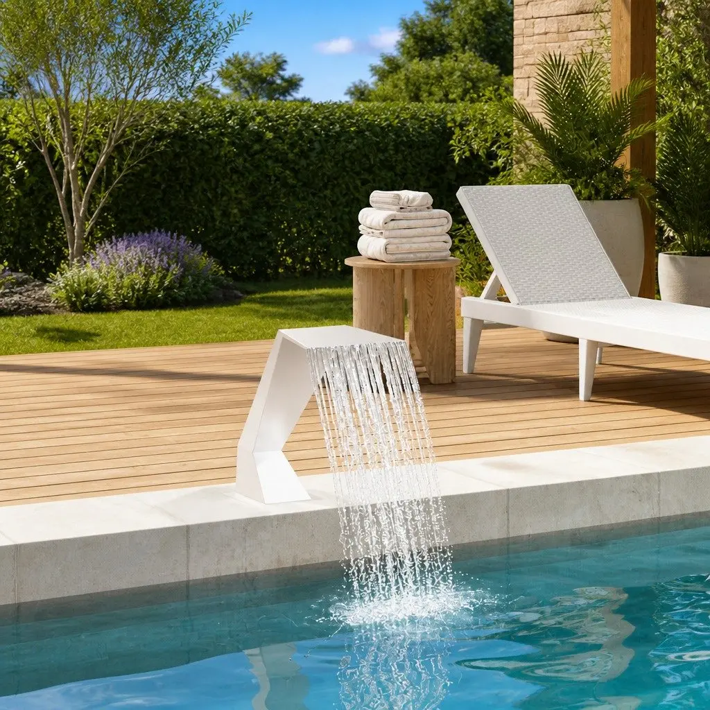 Stainless Steel Silver Pool Fountain Outdoor Decorative Water Feature 64x30x52cm