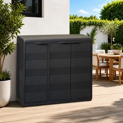 Compact Black Garden Storage Cabinet with Two Shelves