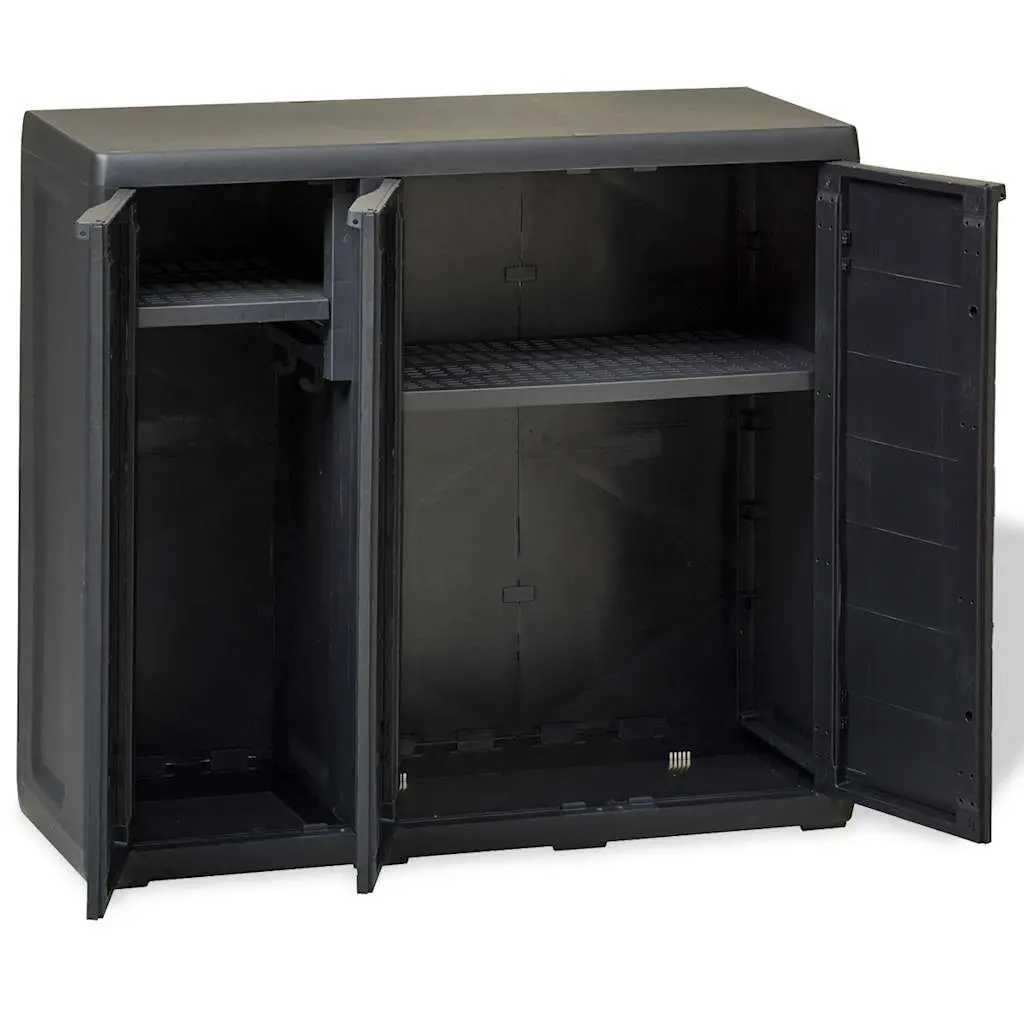 Garden Storage Cabinet with 2 Adjustable Shelves Black Outdoor Organiser