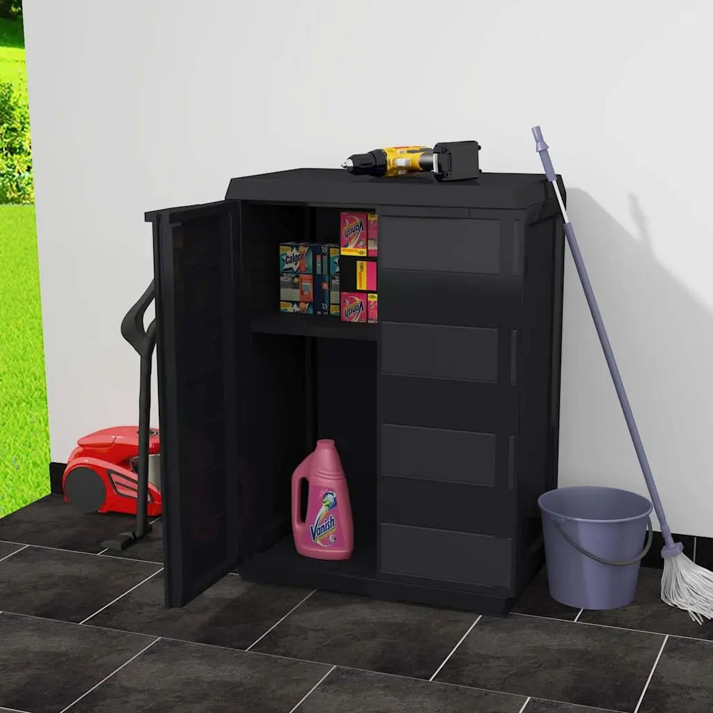 Garden Storage Cabinet Black Outdoor Patio Shed with Adjustable Shelf