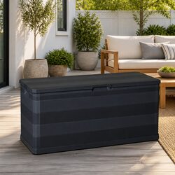 Garden Storage Box Outdoor Patio Deck Container Organizer Black 117x45x56cm