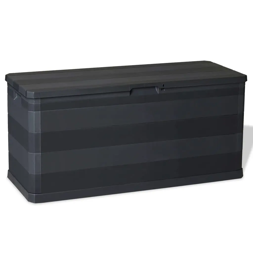 Garden Storage Box Black 117x45x56cm Robust Polypropylene Construction Spacious Interior