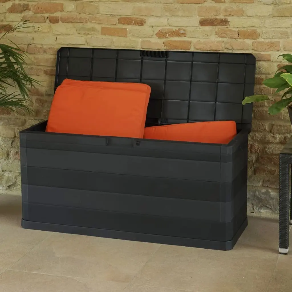 Garden Storage Box Black 117x45x56cm Robust Polypropylene Construction Spacious Interior