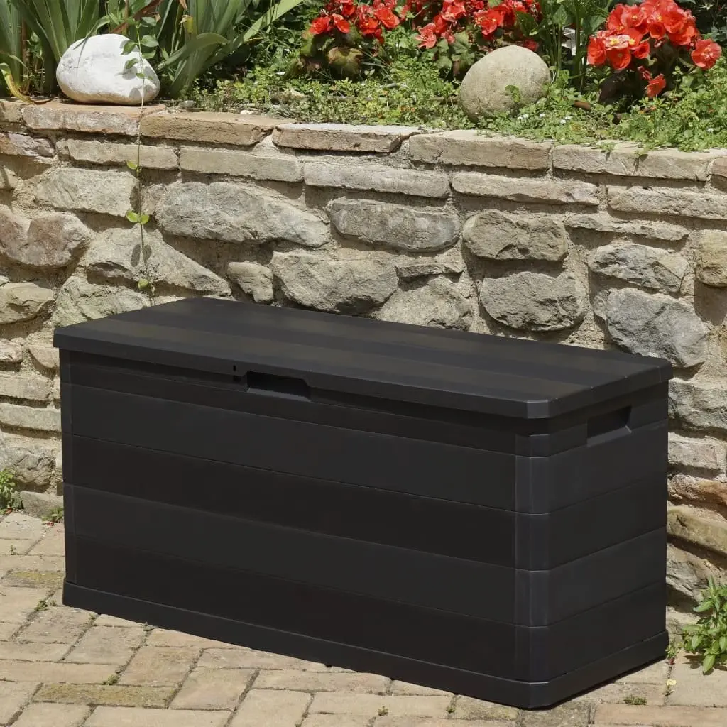Garden Storage Box Black 117x45x56cm Robust Polypropylene Construction Spacious Interior