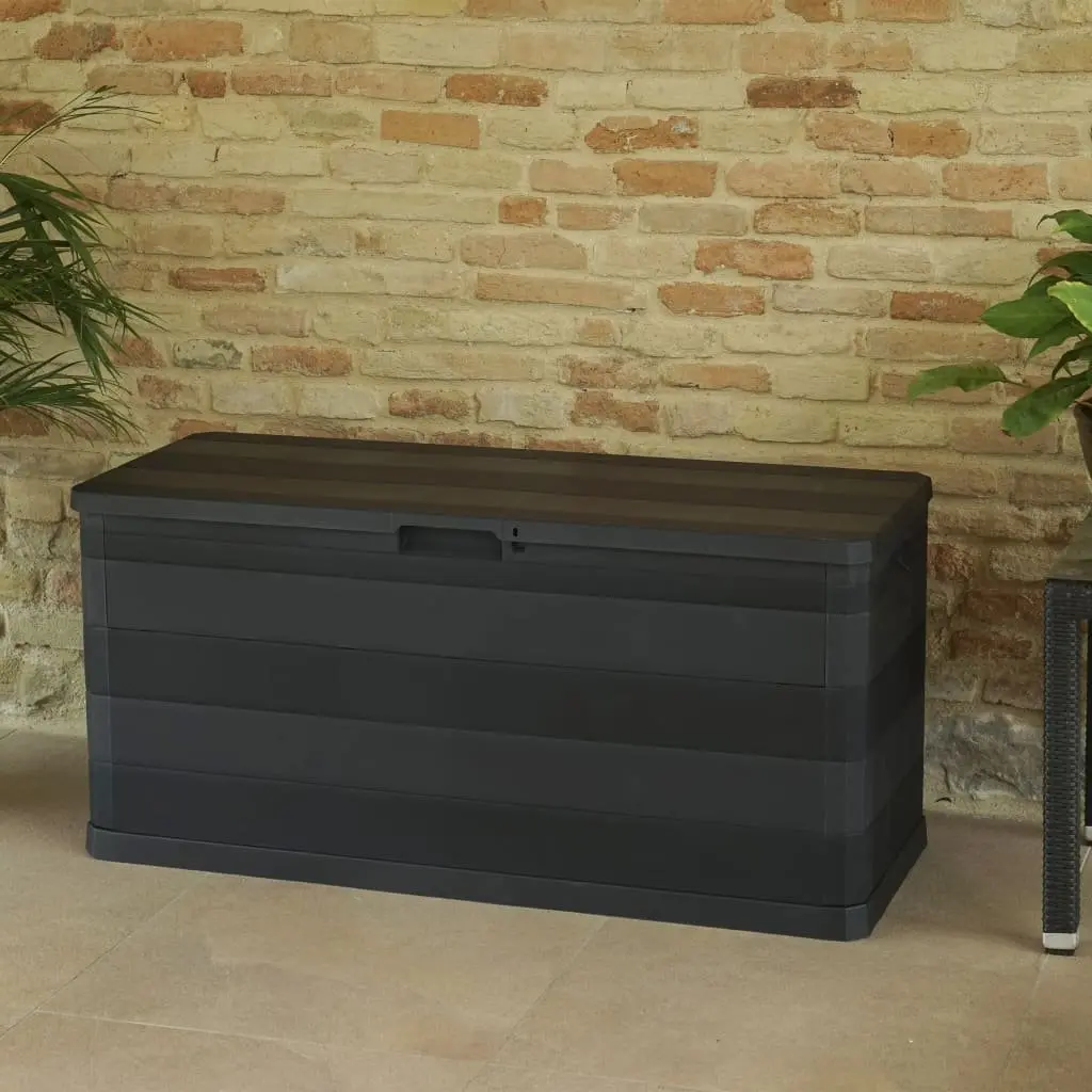 Garden Storage Box Black 117x45x56cm Robust Polypropylene Construction Spacious Interior