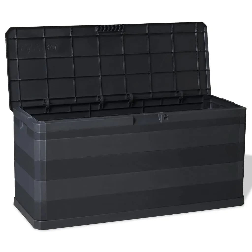 Garden Storage Box Black 117x45x56cm Robust Polypropylene Construction Spacious Interior