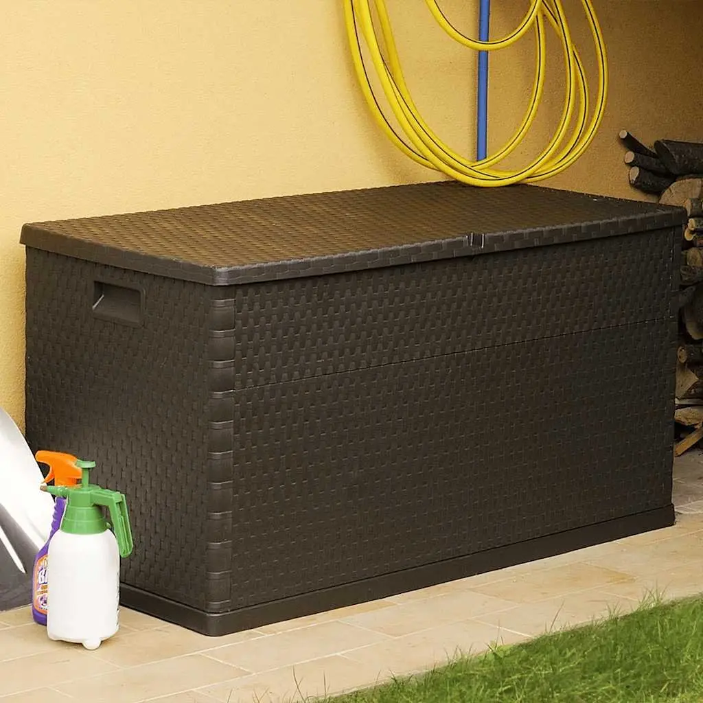 Garden Storage Box Brown Outdoor Patio Rattan Effect Furniture Deck Cushion