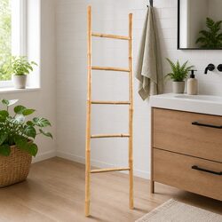 Compact Bamboo Towel Ladder: 150cm Height, 5 Rungs