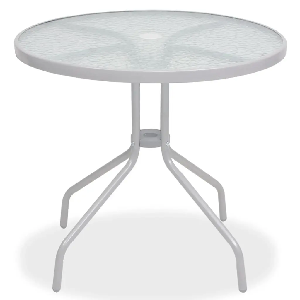 6 Piece Outdoor Dining Set Grey Stackable Chairs Dining Table with Umbrella