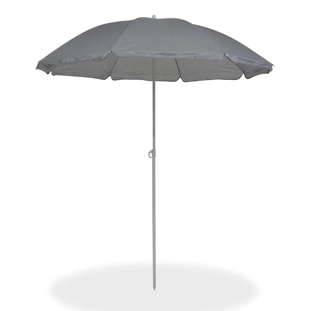 6 Piece Outdoor Dining Set Grey Stackable Chairs Dining Table with Umbrella