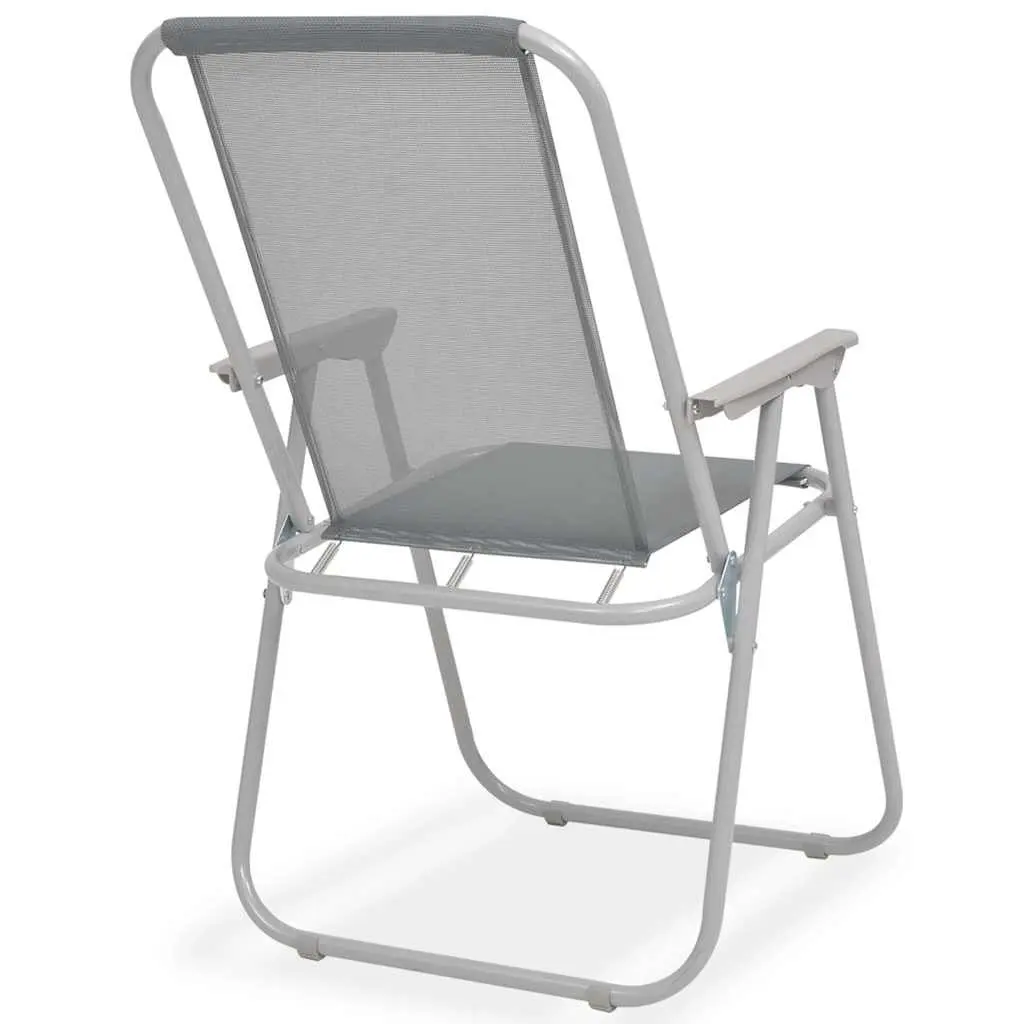 6 Piece Outdoor Dining Set Grey Stackable Chairs Dining Table with Umbrella