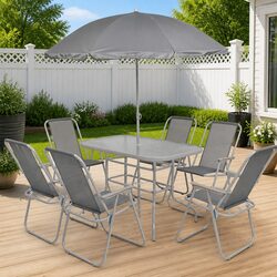 8 Piece Outdoor Dining Set with Umbrella