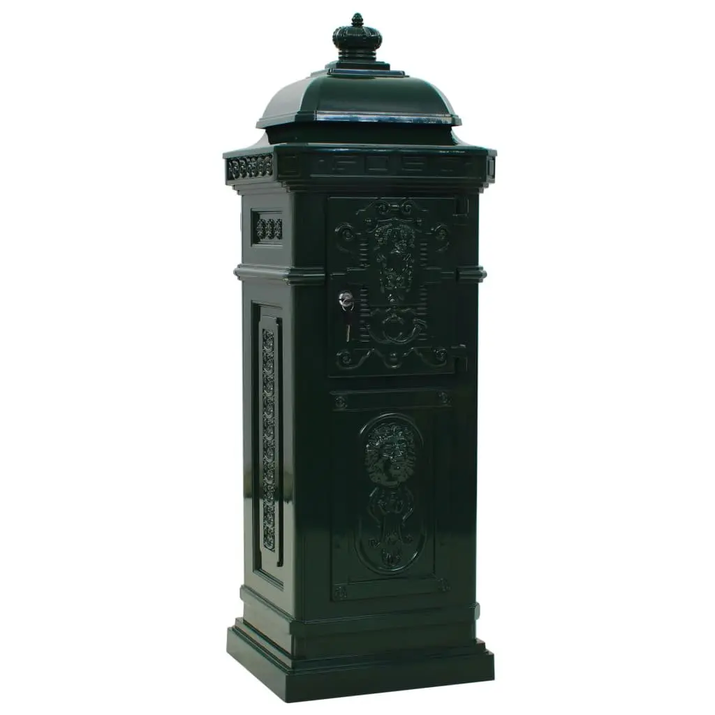 Pillar Letterbox Green Outdoor Antique Style Weather Resistant Decorative Mailbox