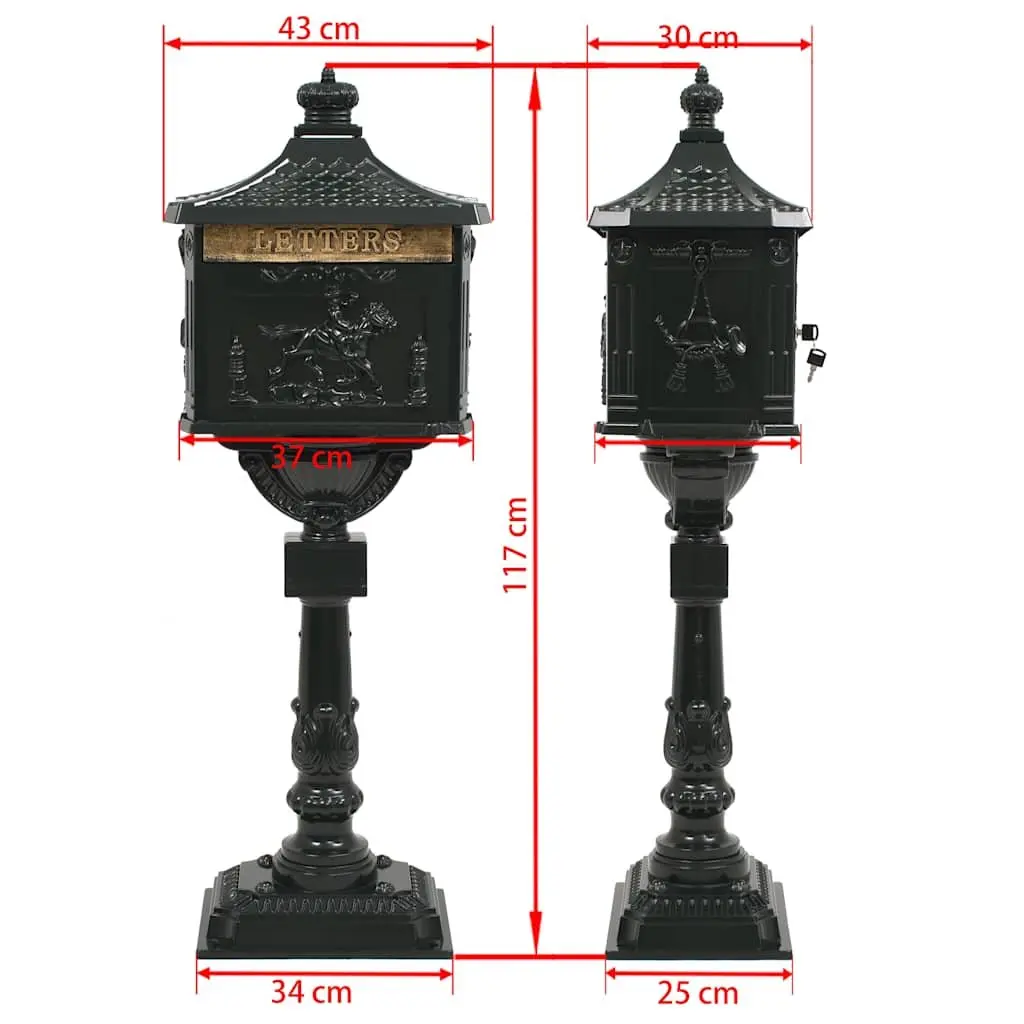 Pedestal Letterbox Green Vintage Style Outdoor Decoration Lockable Door