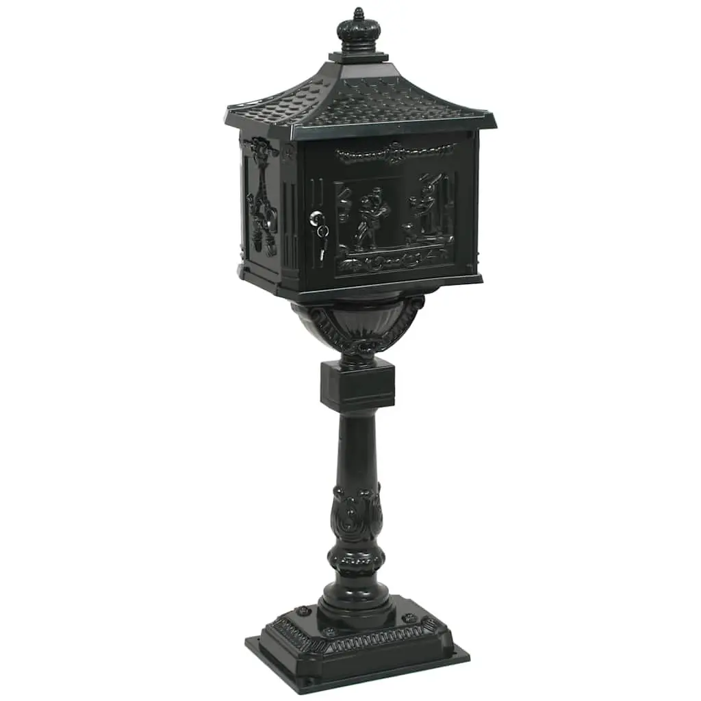 Pedestal Letterbox Green Vintage Style Outdoor Decoration Lockable Door