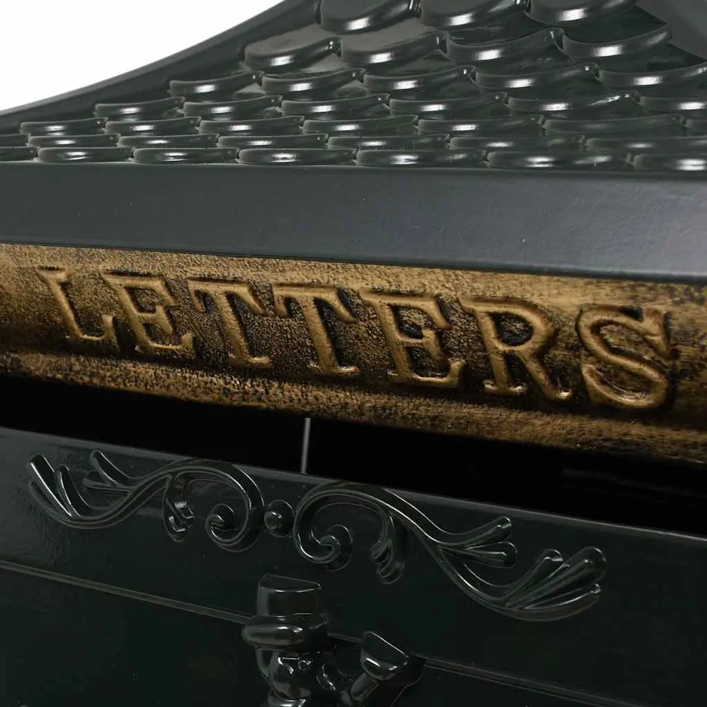 Pedestal Letterbox Green Vintage Style Outdoor Decoration Lockable Door