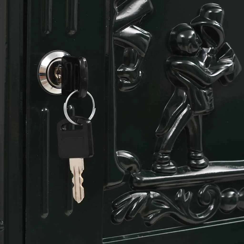 Pedestal Letterbox Green Vintage Style Outdoor Decoration Lockable Door