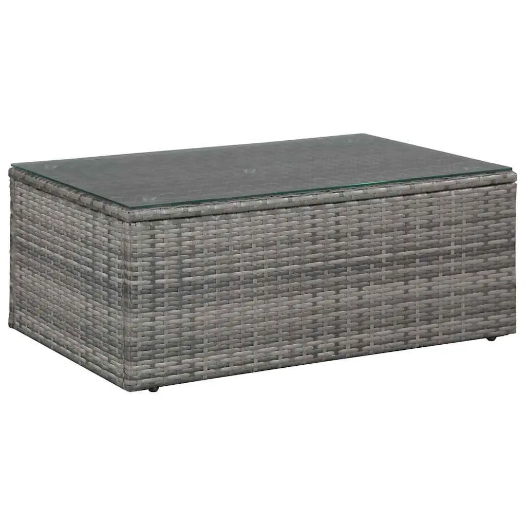 4 Piece Outdoor Garden Lounge Set Grey Poly Rattan Cushions Foam-filled