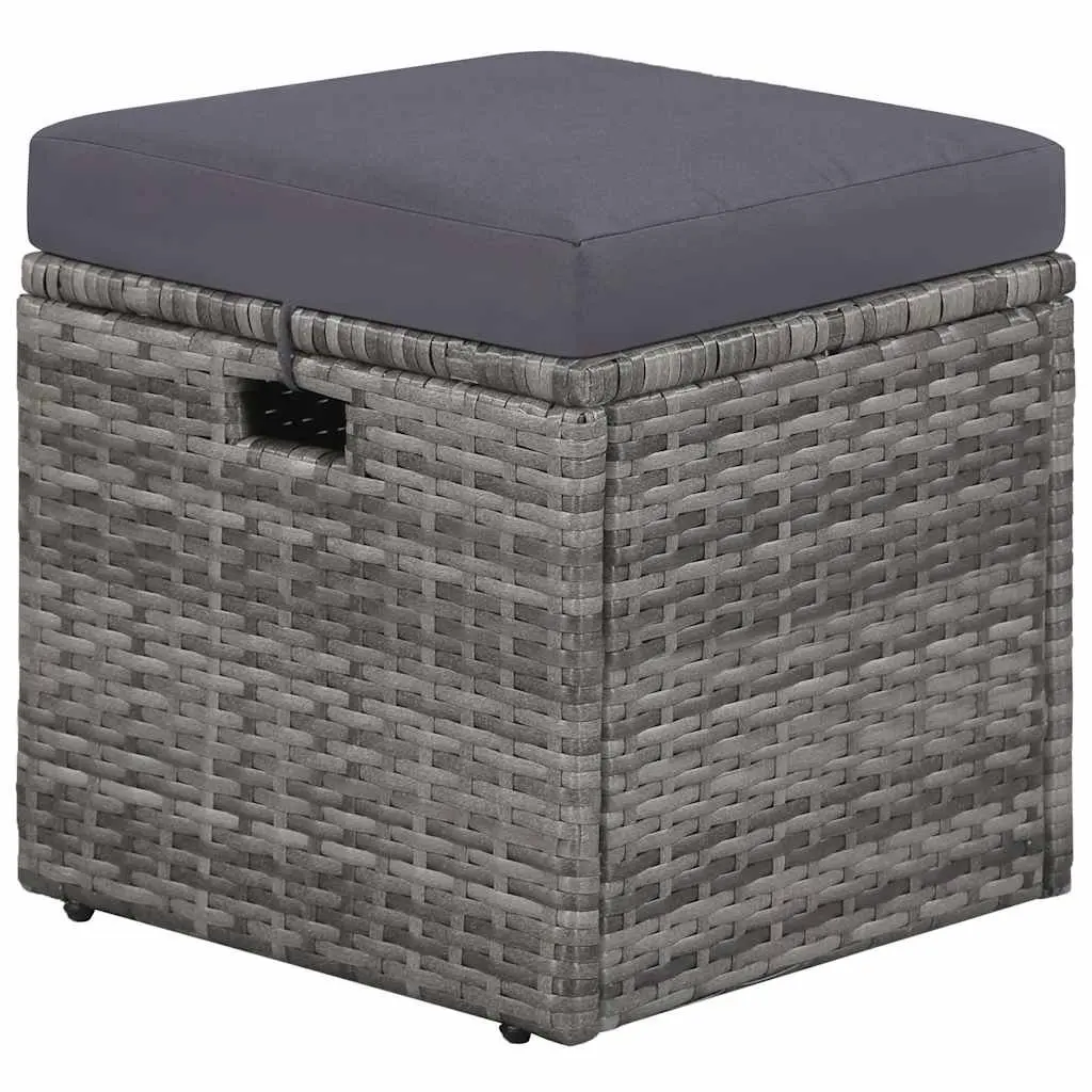 4 Piece Outdoor Garden Lounge Set Grey Poly Rattan Cushions Foam-filled