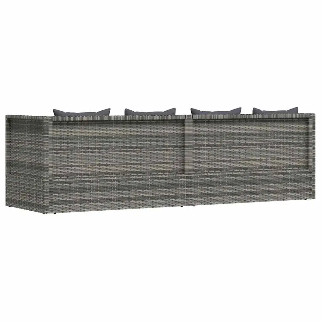 Garden Lounger Bed Grey 200x60cm Adjustable Poly Rattan Outdoor Patio Sunbed