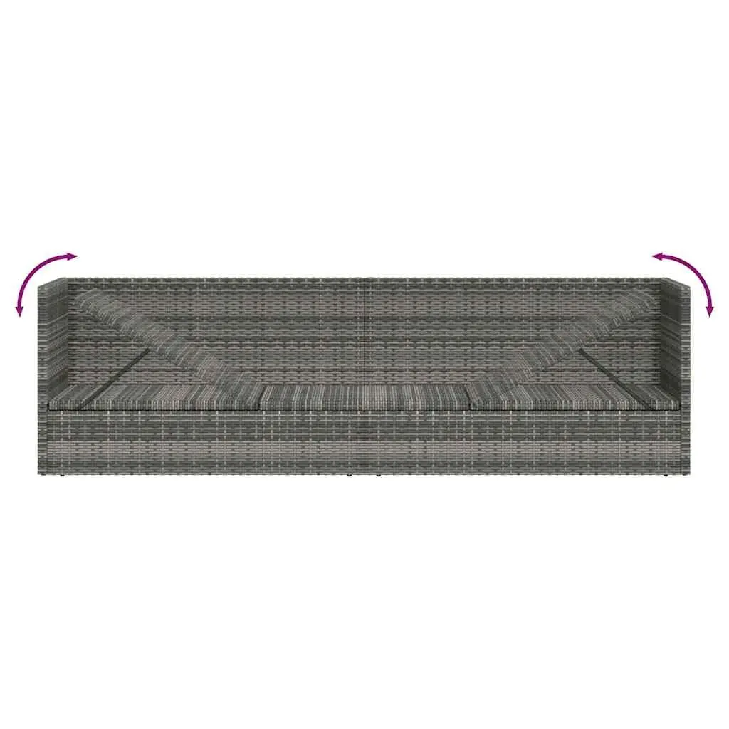 Garden Lounger Bed Grey 200x60cm Adjustable Poly Rattan Outdoor Patio Sunbed