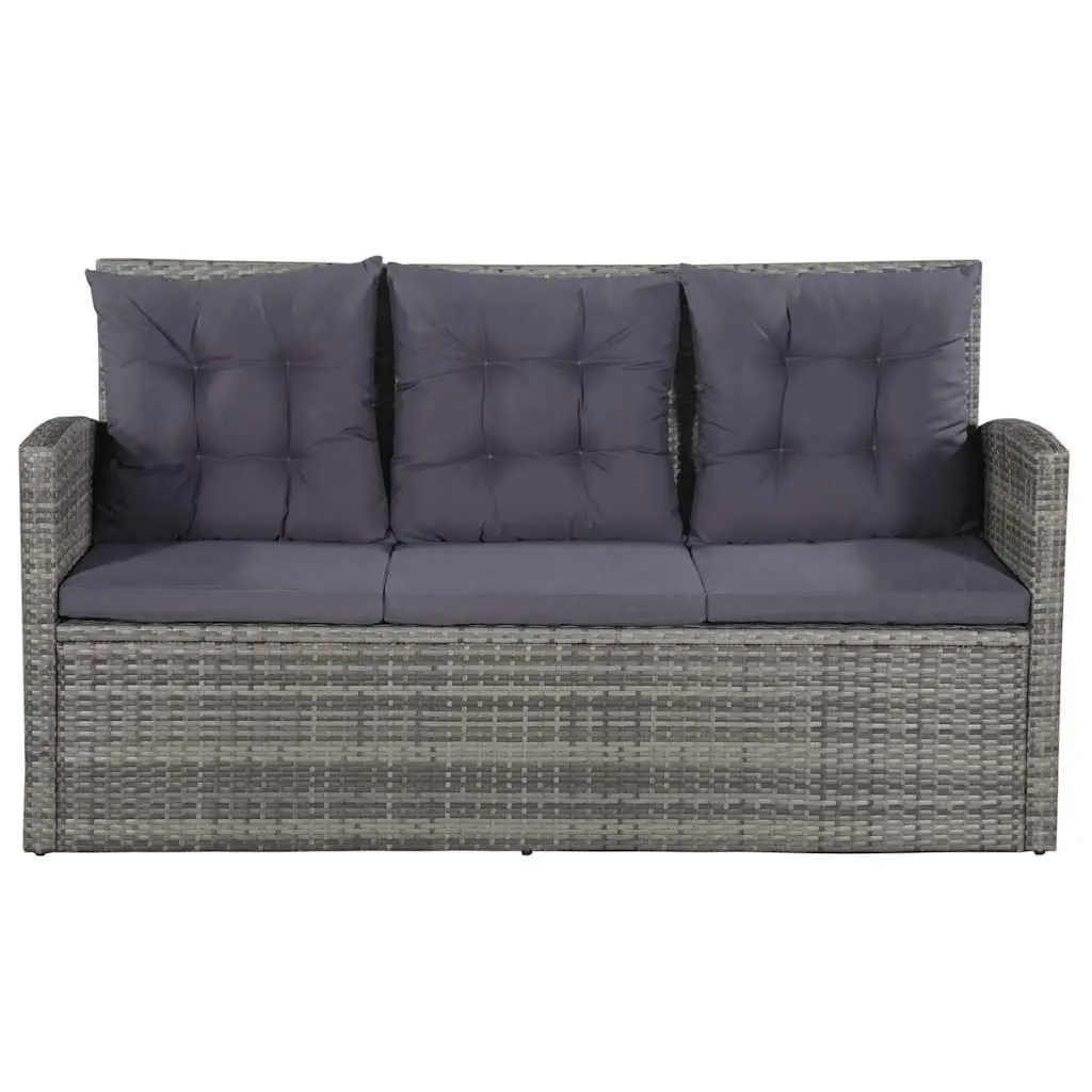 Garden Lounge Set 6 Piece Poly Rattan Sofa Armchair Table Footstool Cushions