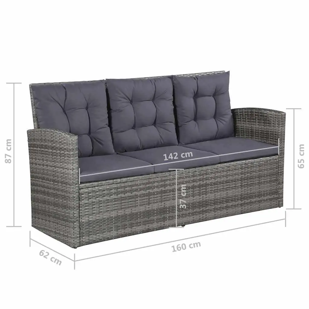 Garden Lounge Set 6 Piece Poly Rattan Sofa Armchair Table Footstool Cushions