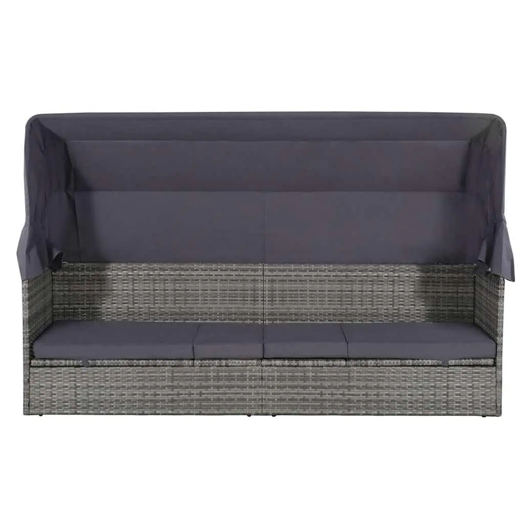 Grey Sun Lounger with Adjustable Canopy