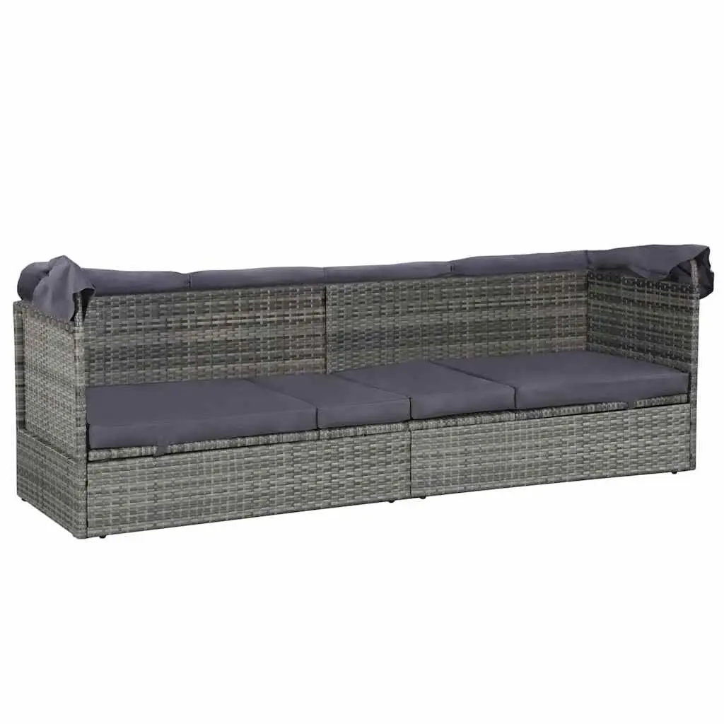 Grey Sun Lounger with Adjustable Canopy