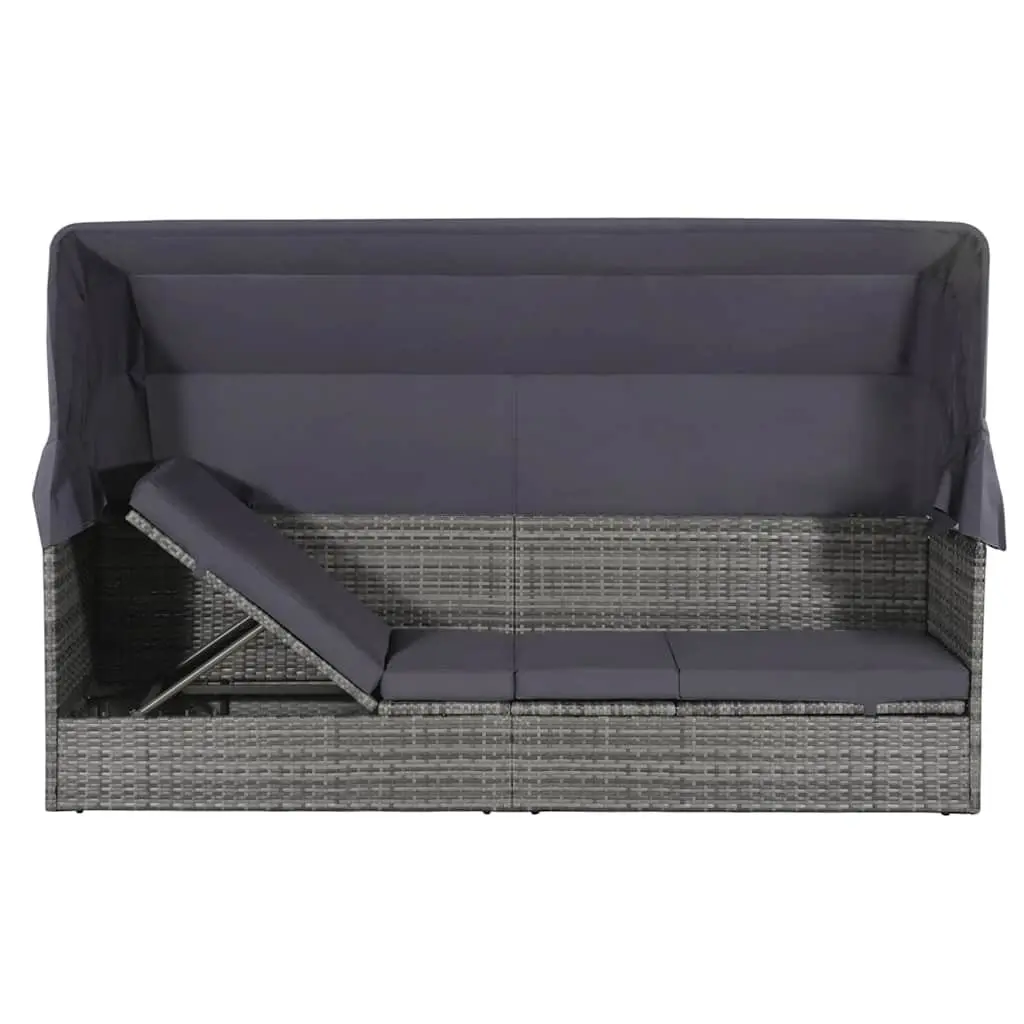 Grey Sun Lounger with Adjustable Canopy