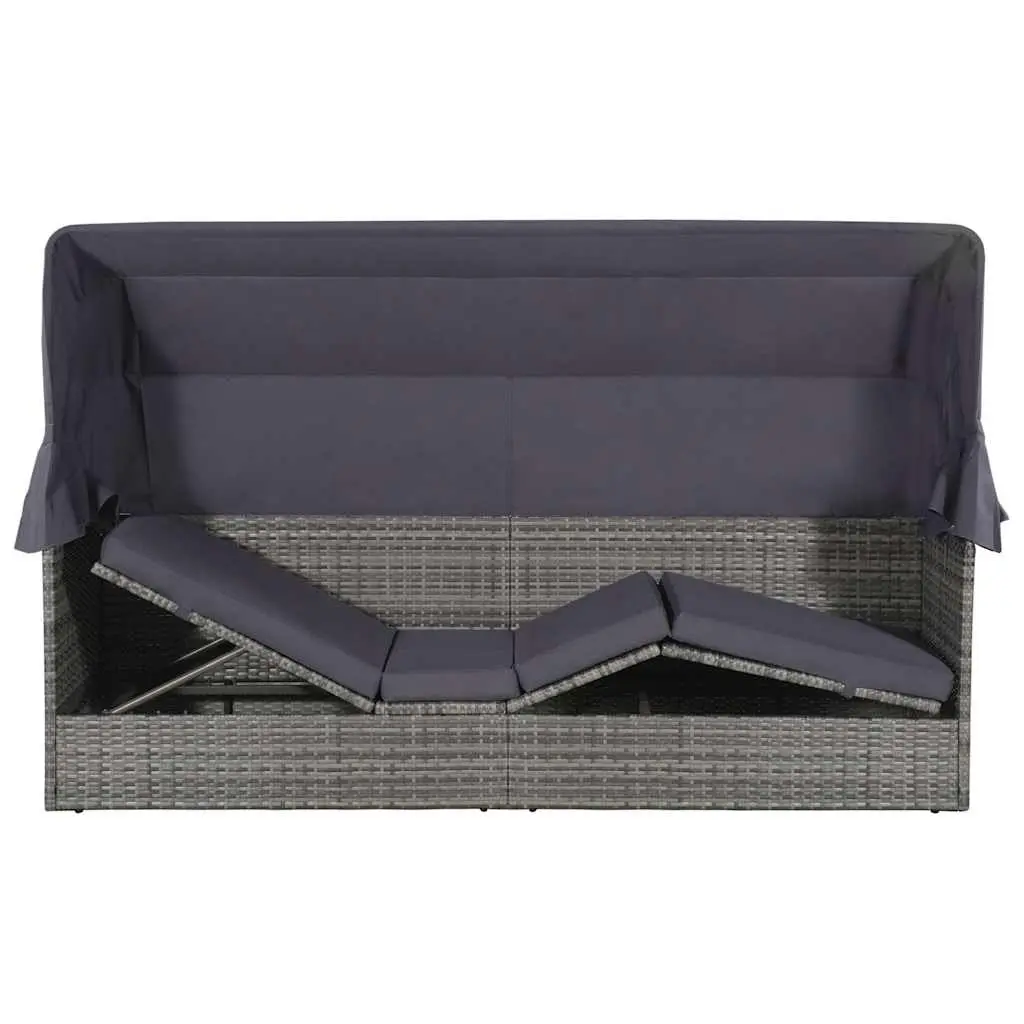 Grey Sun Lounger with Adjustable Canopy