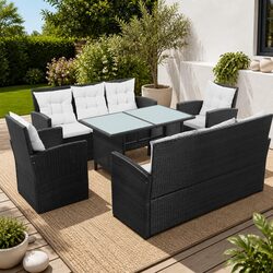 Compact 5 Piece Black Outdoor Lounge Set