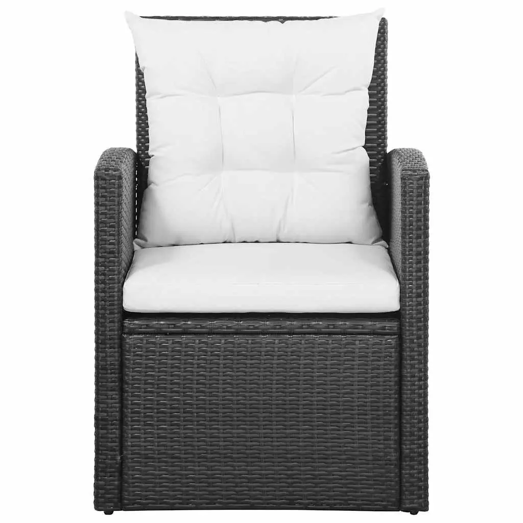 5 Piece Outdoor Poly Rattan Lounge Set Black with Cushions Sofa Armchairs and Table for Garden Patio