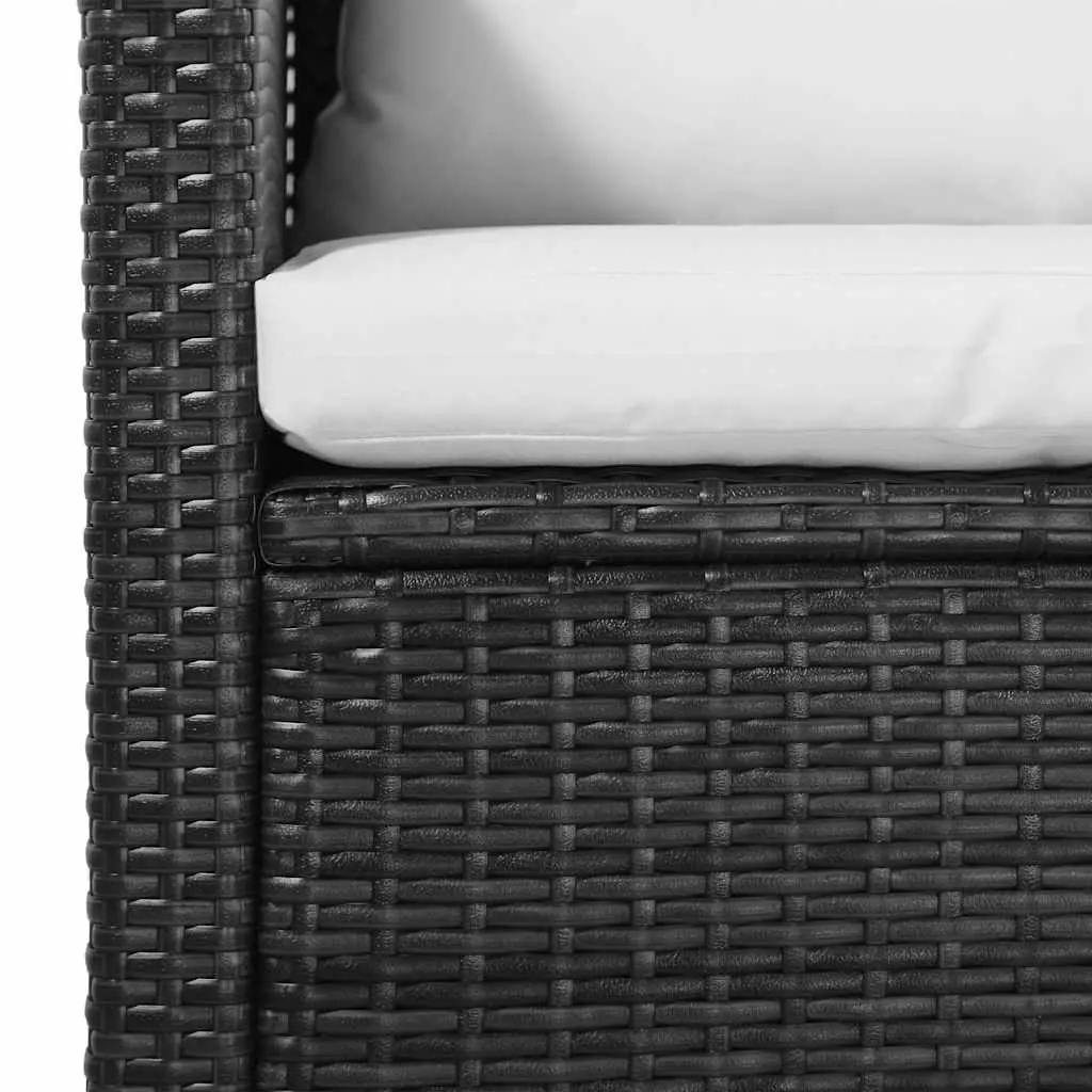 5 Piece Outdoor Poly Rattan Lounge Set Black with Cushions Sofa Armchairs and Table for Garden Patio