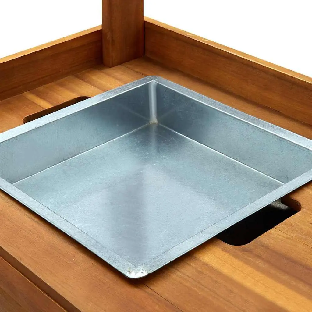 Garden Kitchen Trolley Brown Solid Wood Storage Drawer Shelf Hooks Wheels