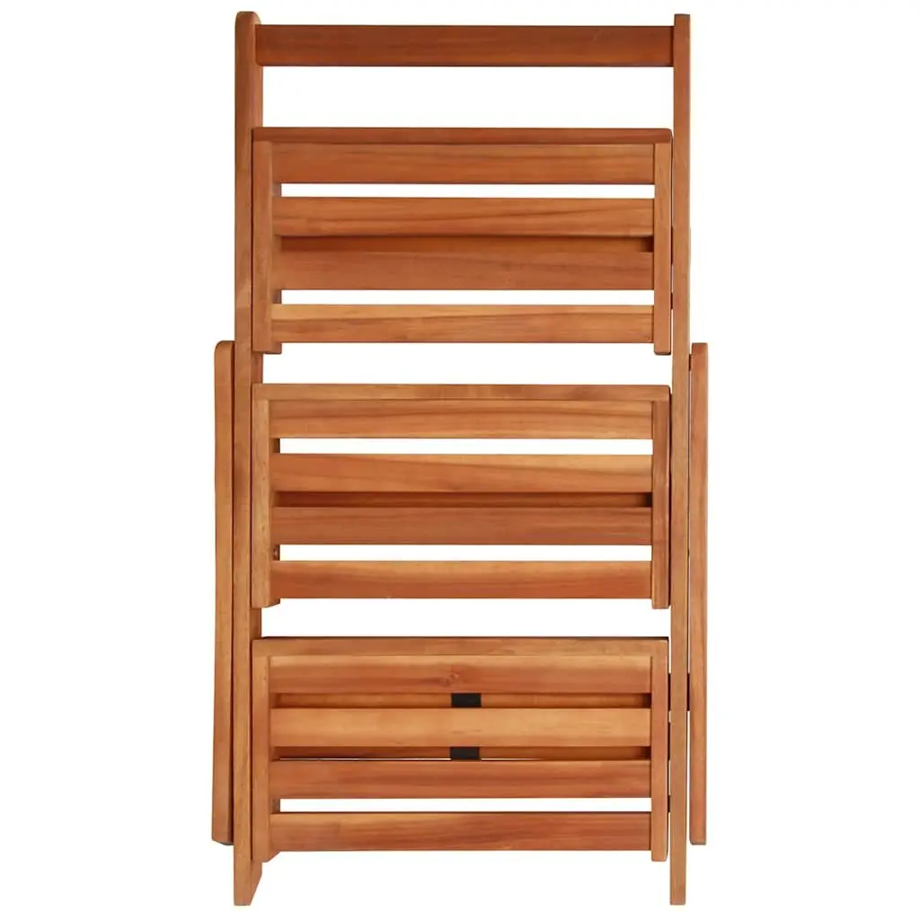 3-Tier Plant Stand Brown Foldable Solid Acacia Wood Display Rack