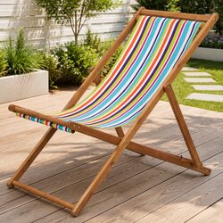 Folding Beach Chair with Wooden Frame - Relax Anywhere