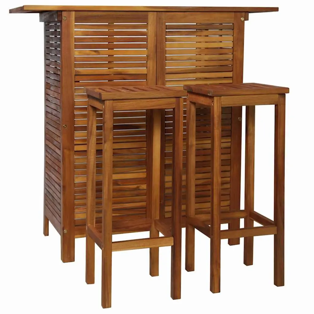 3-Piece Bar Set in Solid Acacia Wood