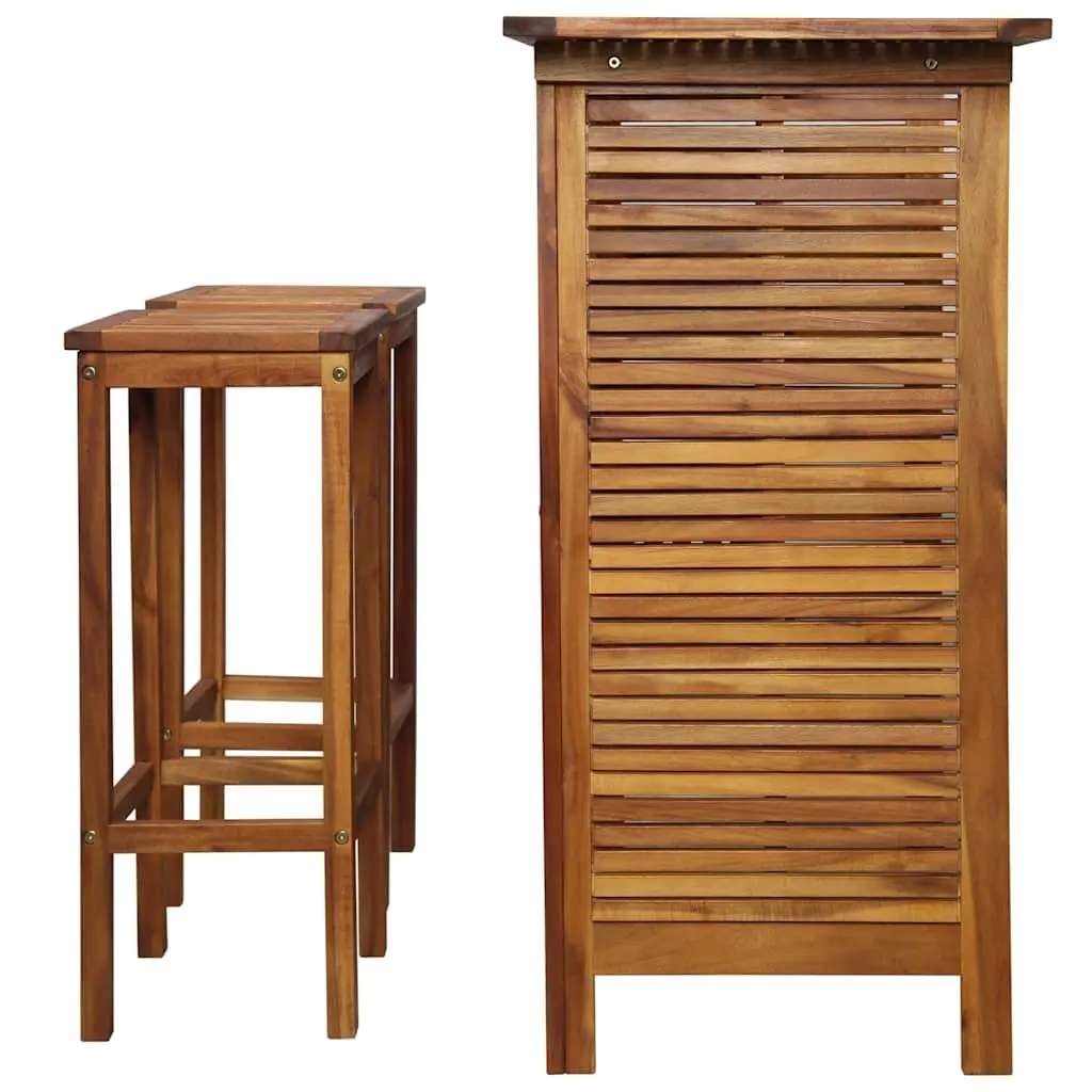 3-Piece Bar Set in Solid Acacia Wood
