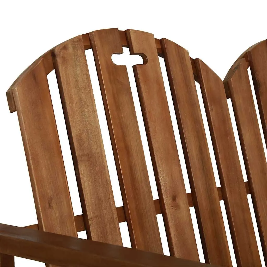 Wooden Garden Bench Brown 110cm 2-Seater Outdoor Patio Seating with Backrest Armrests