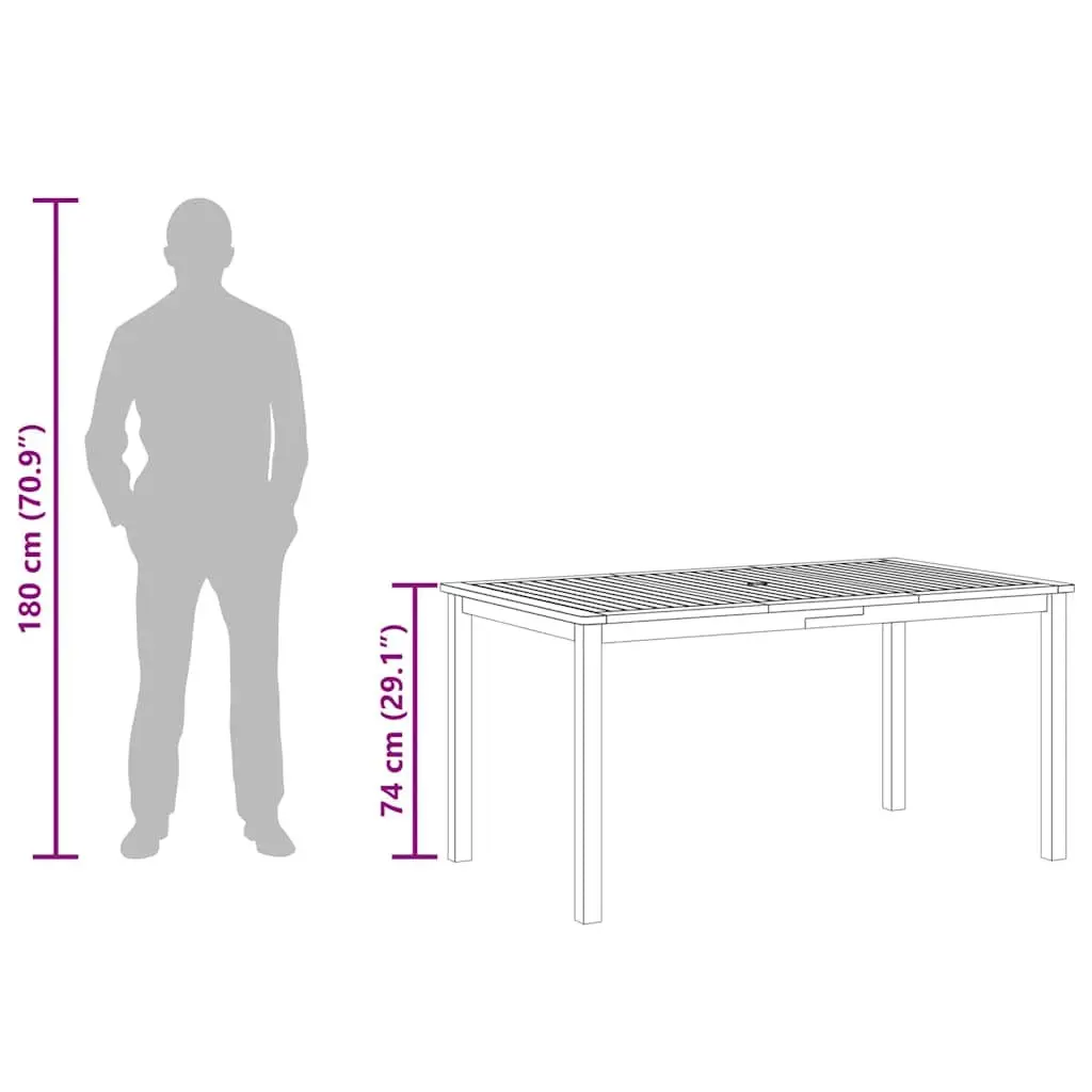 Outdoor Dining Table Solid Wood Garden Furniture Patio Desk Brown 150x90x74cm