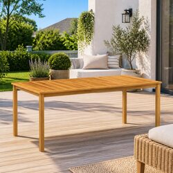 Compact and Durable Solid Wood Outdoor Dining Table