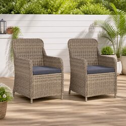 Concise 2-Piece Outdoor Armchair Set in Brown