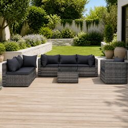 7-Piece Grey Patio Furniture Sofa Set