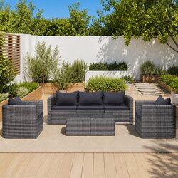 Concise 6 Piece Grey Rattan Sofa Set for Patios